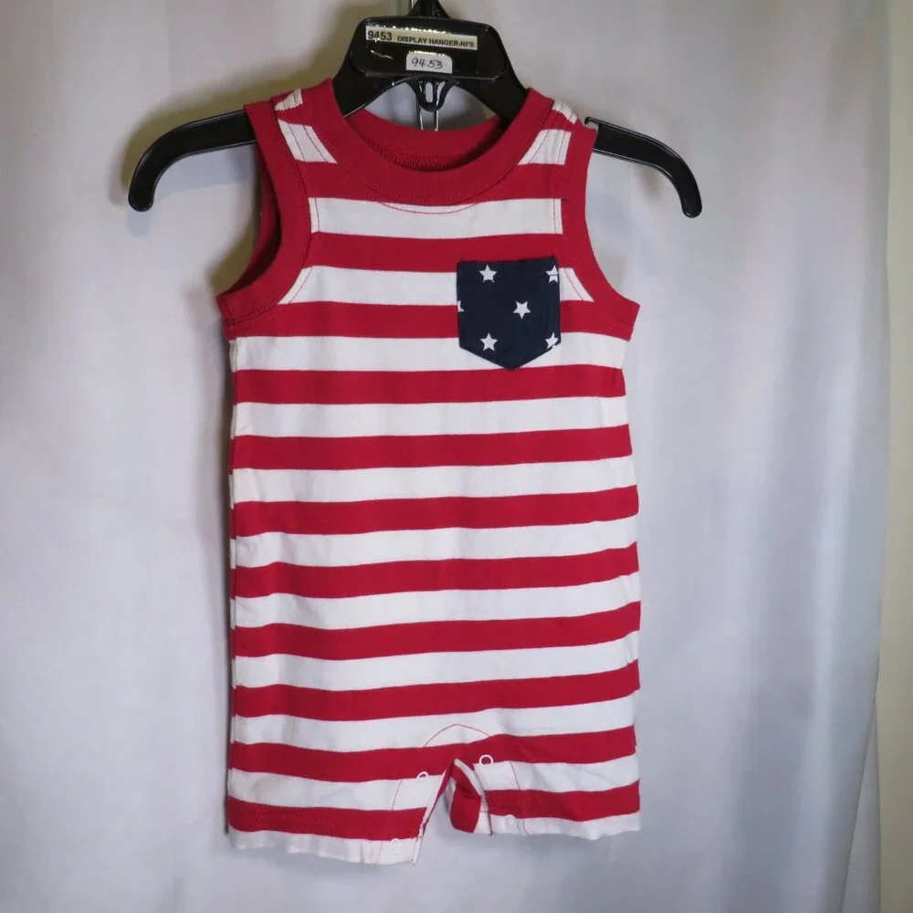 The Children's Place Patriotic Baby Romper 3-6 Months USA Flag Stars & Stripes